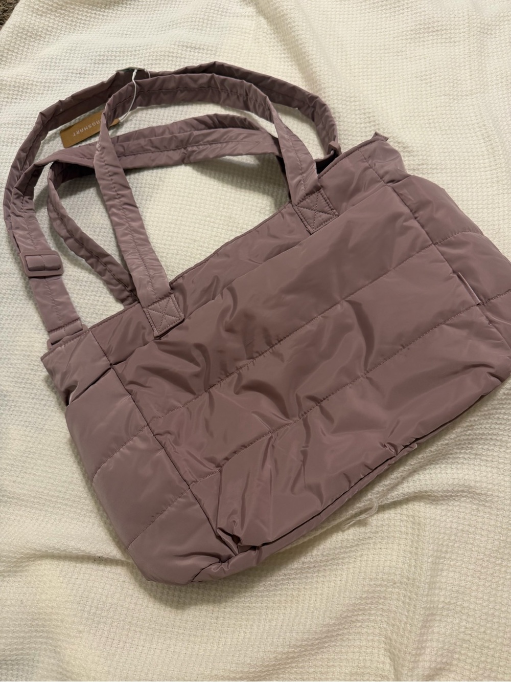 Quilted Puffer Tote Bag - Dusty Mauve